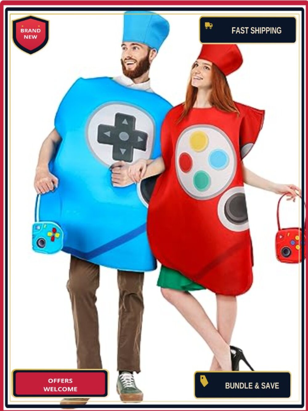2 Pack Adult Couple Halloween Costumes Game Controller Foam Pullover Unisex
